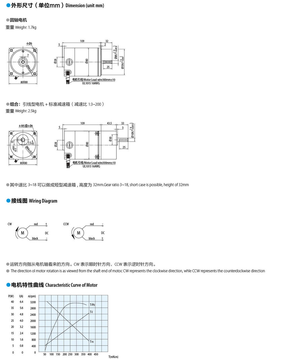有刷直流電機25W
